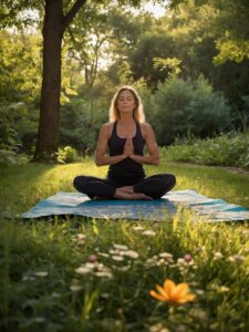 Healthy Lifestyle: Meditation in Nature – free AI stock image