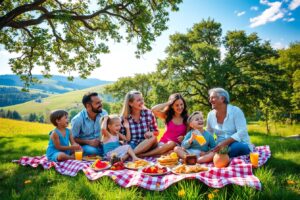 A Heartwarming Family Gathering in Nature – free AI stock image