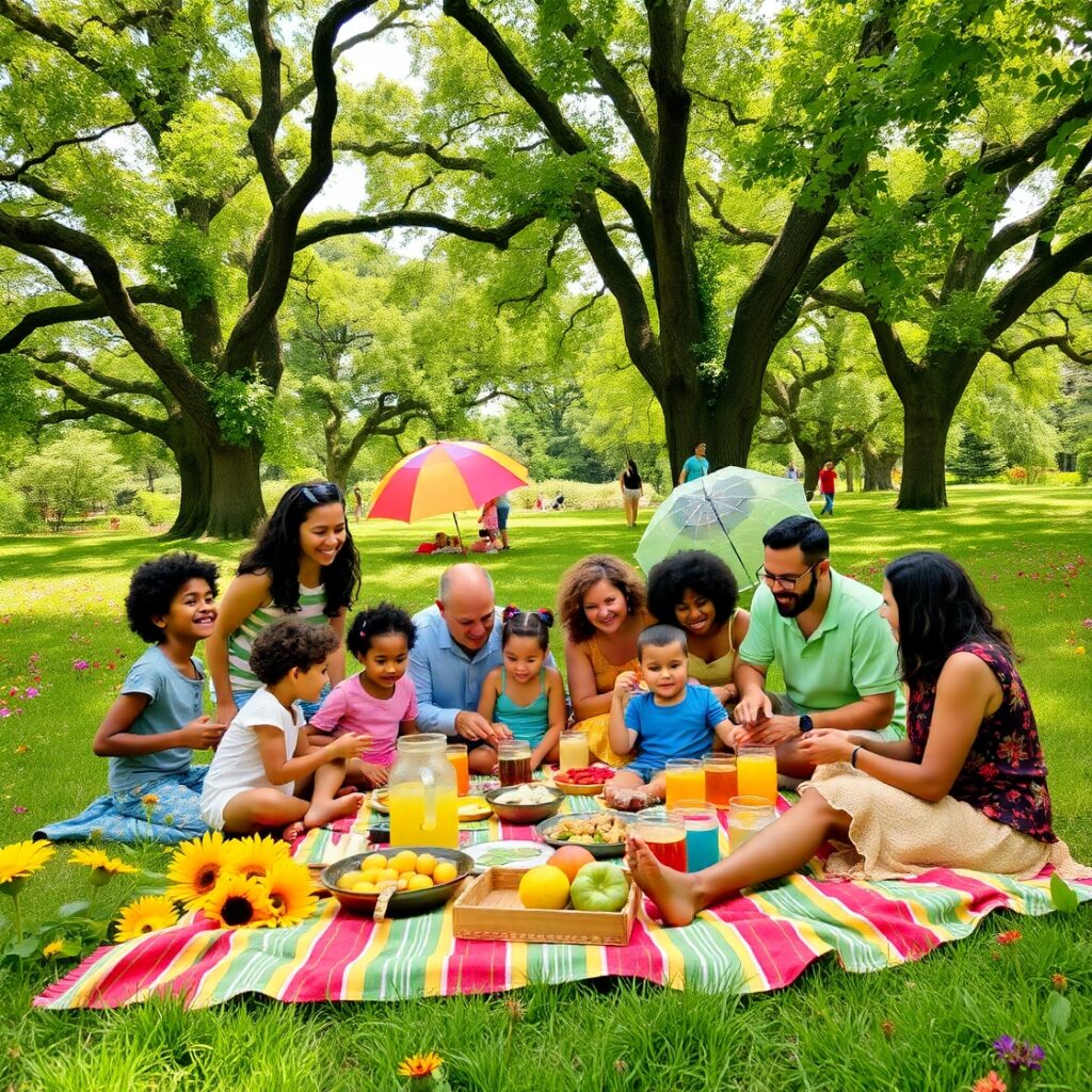 A Heartwarming Family Gathering in the Park – free AI stock image