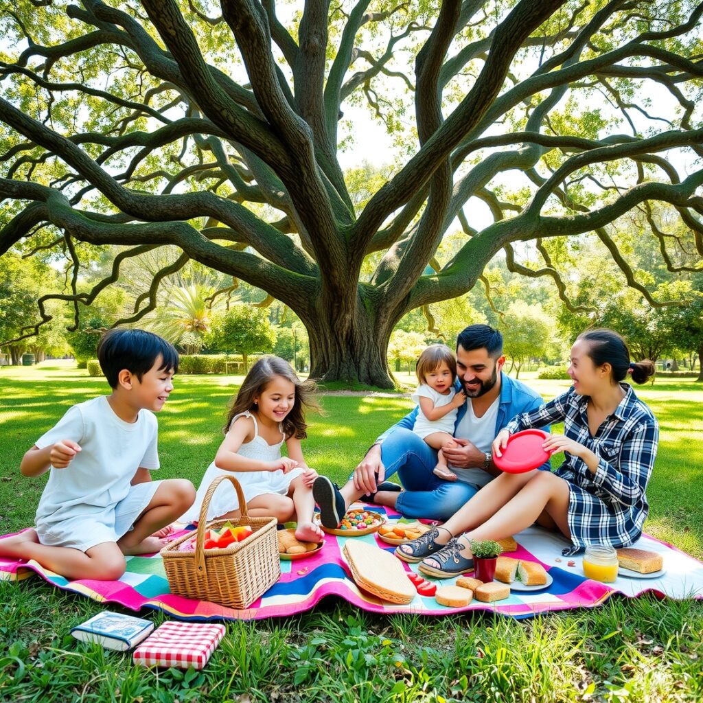 A Heartwarming Family Gathering in the Park – free AI stock image