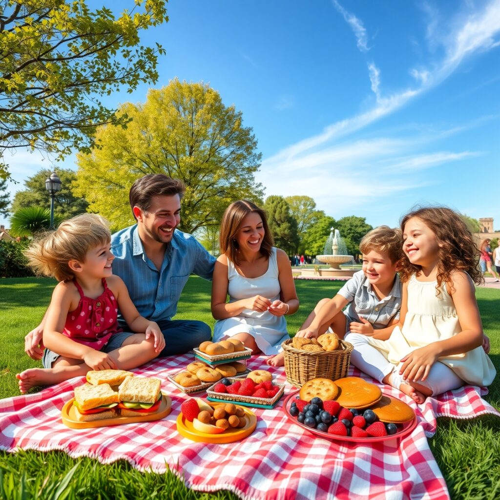A Heartwarming Family Picnic in the Park – free AI stock image