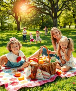 A Heartwarming Family Picnic in the Park – free AI stock image