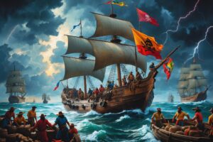 High Seas Trading Adventure Under Stormy Skies – free AI stock image