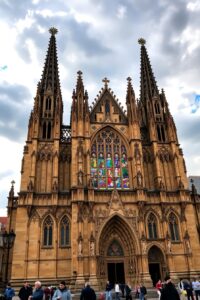 Historic Gothic Cathedral with Majestic Spires – free AI stock image