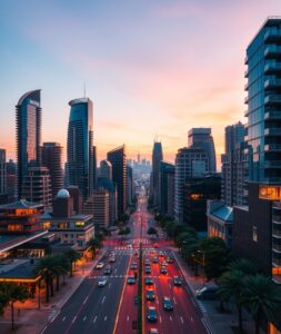 Intricate Cityscape with Modern Skyscrapers – free AI stock image