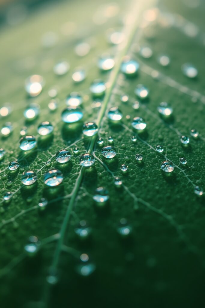 Intricate Details of a Dew-Covered Leaf – free AI stock image