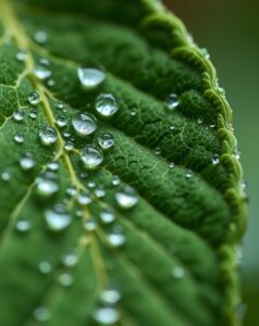 Intricate Details of a Dew-Kissed Leaf – free AI stock image