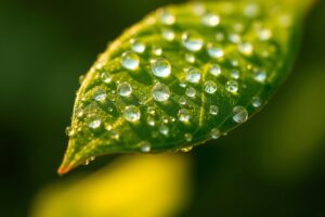 Intricate Details of a Dew-Kissed Leaf – free AI stock image
