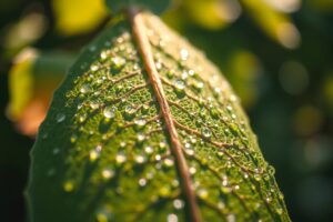 Intricate Details of a Dew-Kissed Leaf – free AI stock image