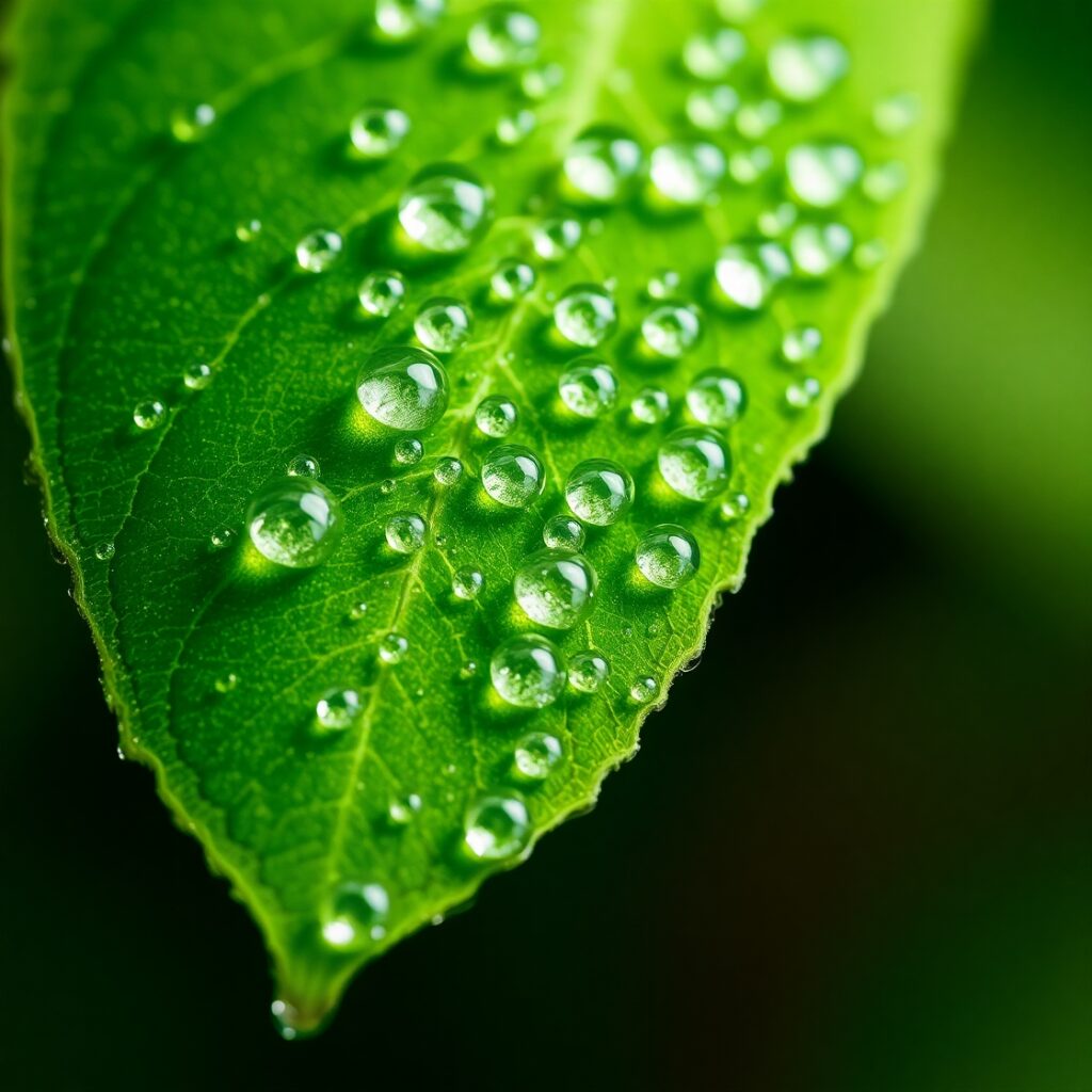 Intricate Details of a Dew-Kissed Leaf – free AI stock image