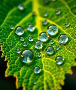 Intricate Details of a Dewdrop-Laden Leaf – free AI stock image