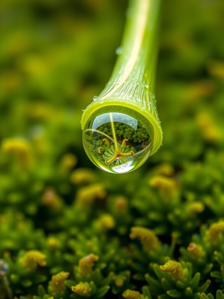 Intricate Details of a Dewdrop on Leaf – free AI stock image