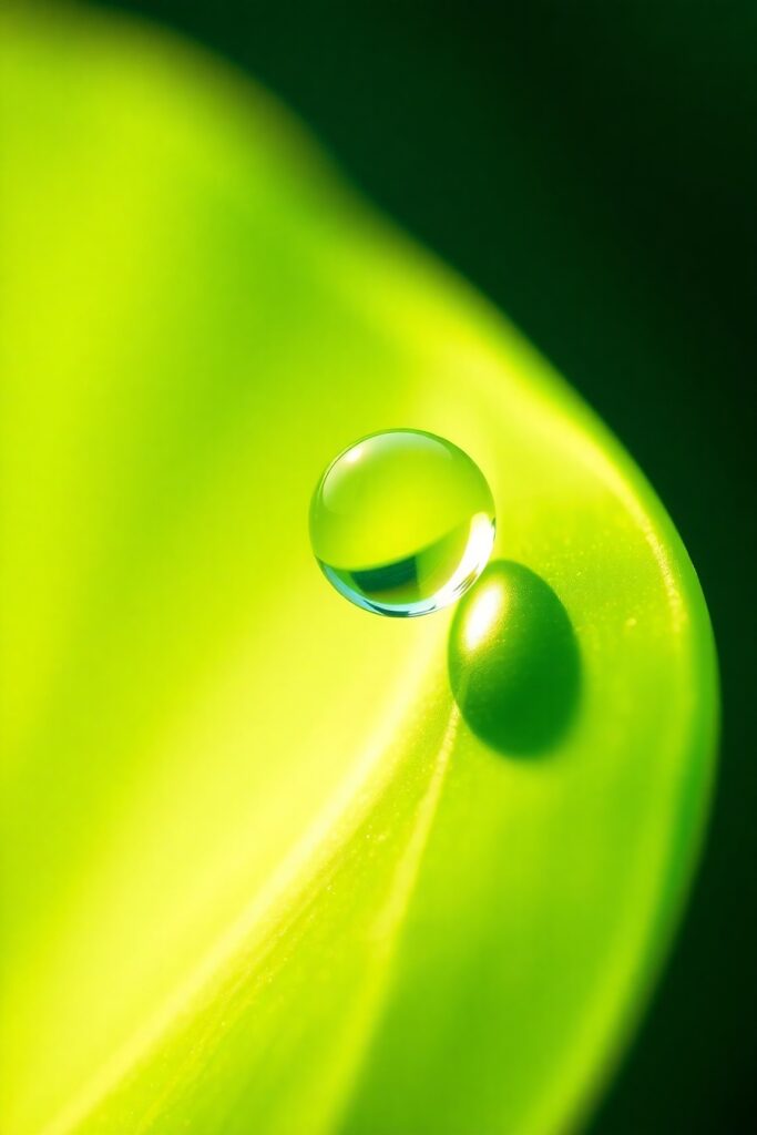Intricate Details of a Dewdrop on Leaf – free AI stock image