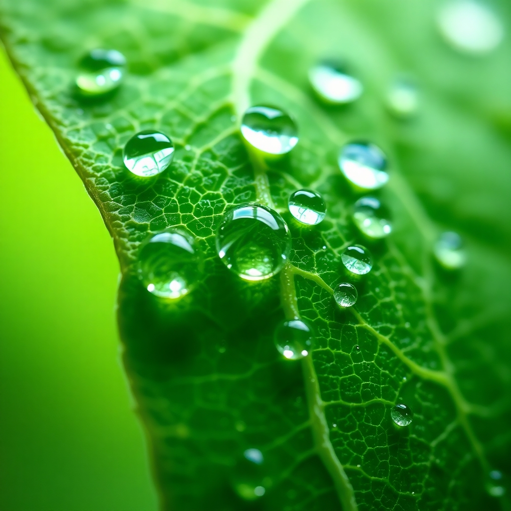 Intricate Details of a Dewy Leaf – free AI stock image