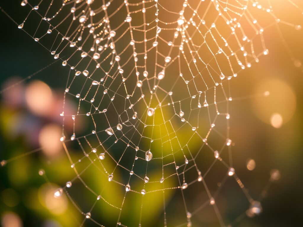 Intricate Details of a Dewy Spider Web – free AI stock image