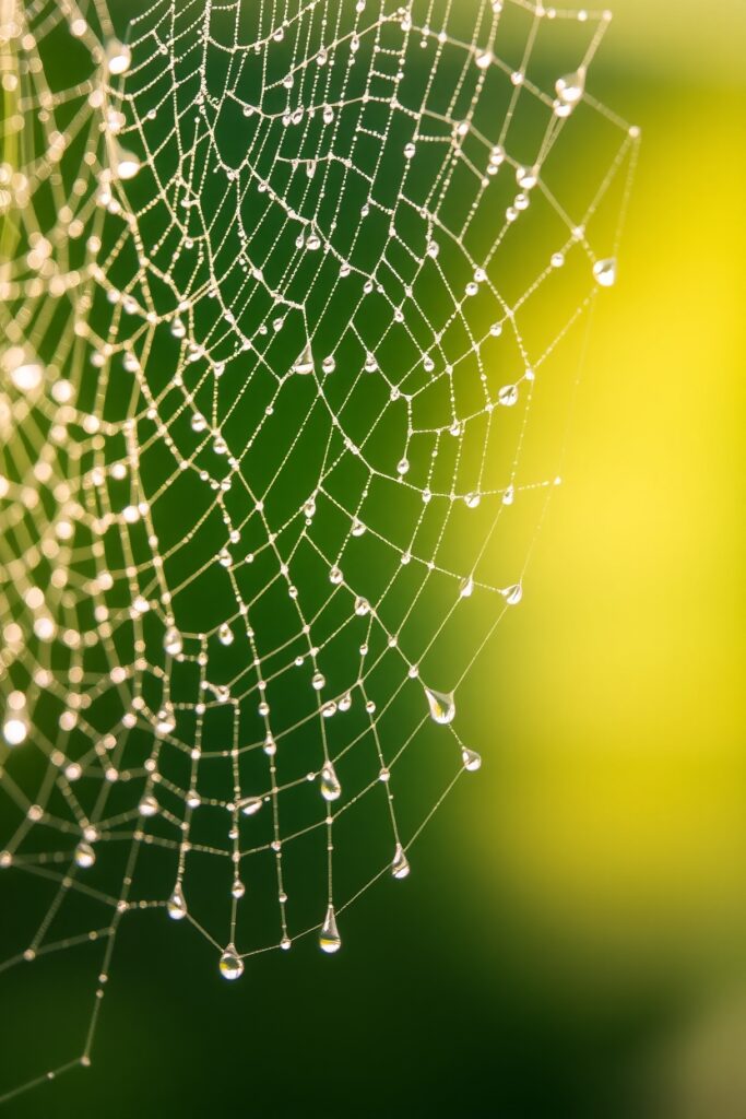 Intricate Details of a Dewy Spiderweb – free AI stock image