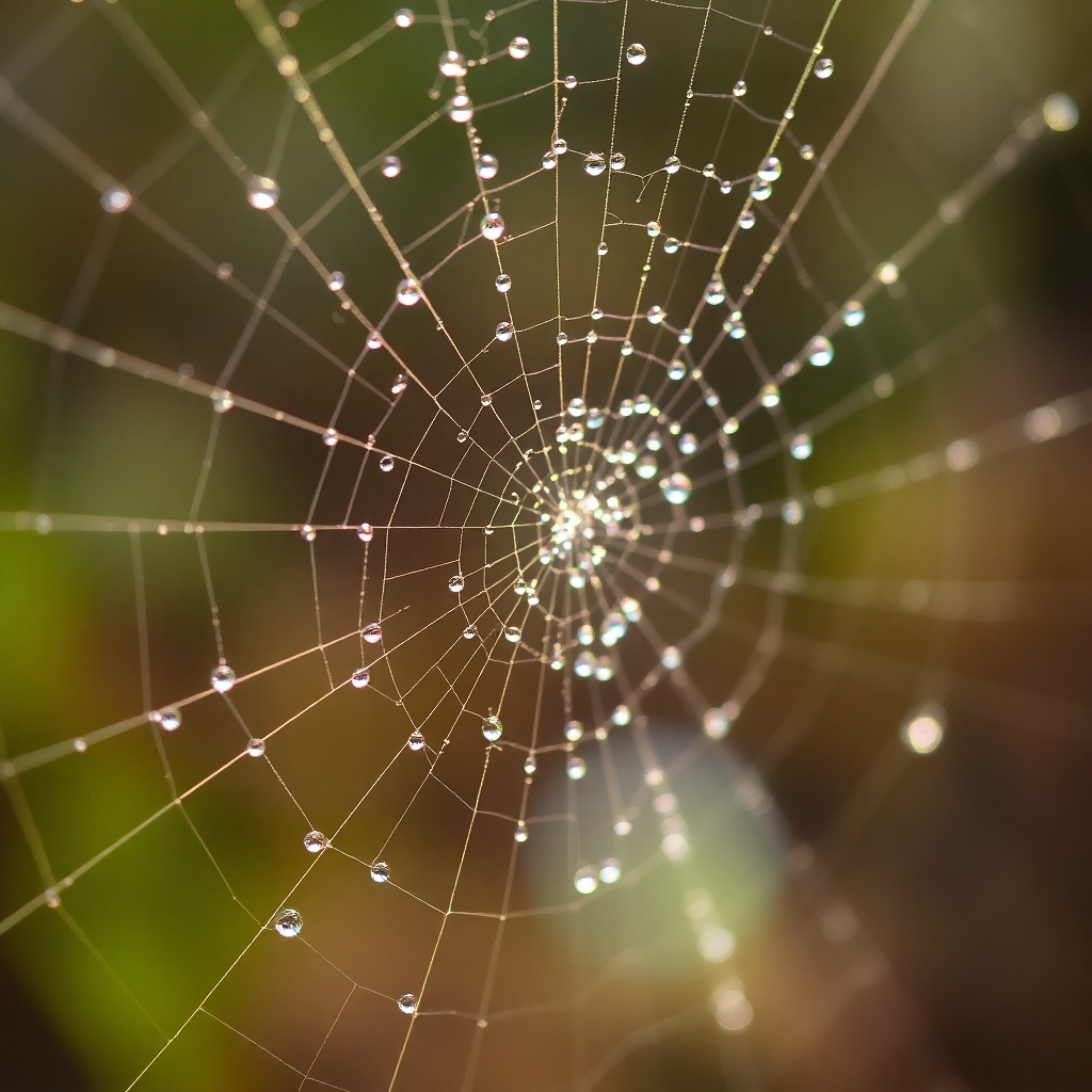 Intricate Details of a Dewy Spiderweb – free AI stock image