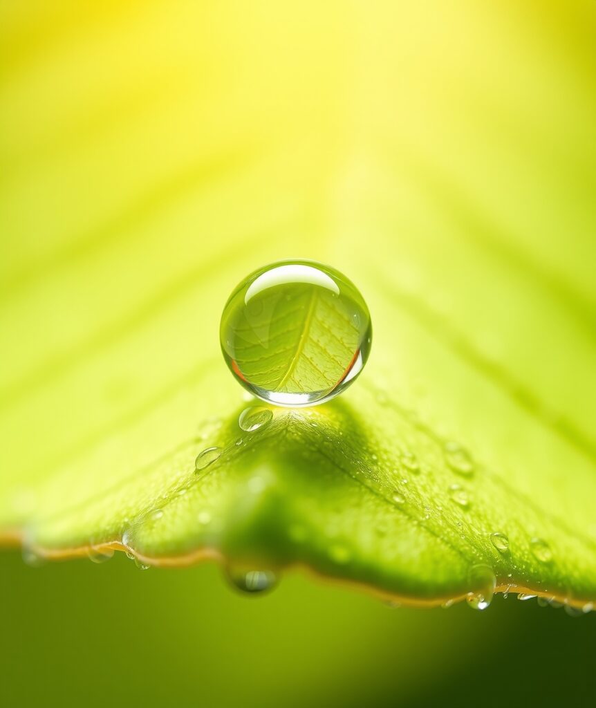Intricate Details of a Raindrop on Leaf – free AI stock image