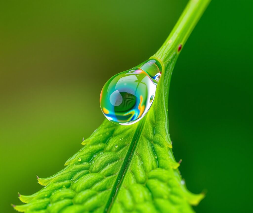 Intricate Details of a Raindrop on Leaf – free AI stock image