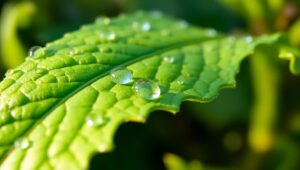 Intricate Dewdrops on a Leaf – free AI stock image