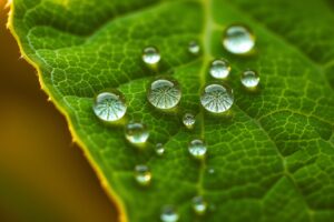 Intricate Dewdrops on Leaf Surface – free AI stock image