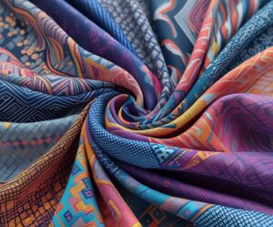 Intricate Geometric Patterns in Fashion Textile – free AI stock image