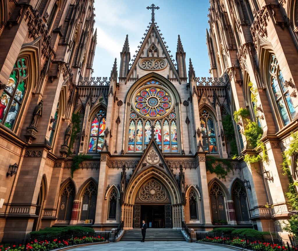 Intricate Gothic Cathedral with Stained Glass – free AI stock image