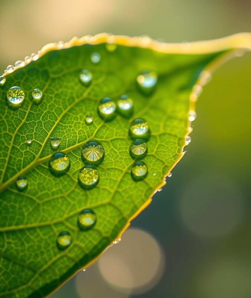 Intricate Patterns of a Dew-Kissed Leaf – free AI stock image