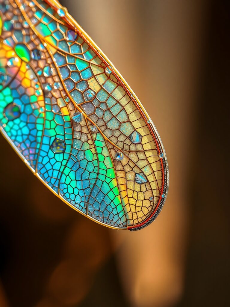 Intricate Patterns of a Dragonfly Wing – free AI stock image