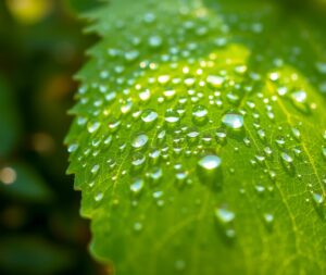 Intricate Patterns of Dew on a Leaf – free AI stock image
