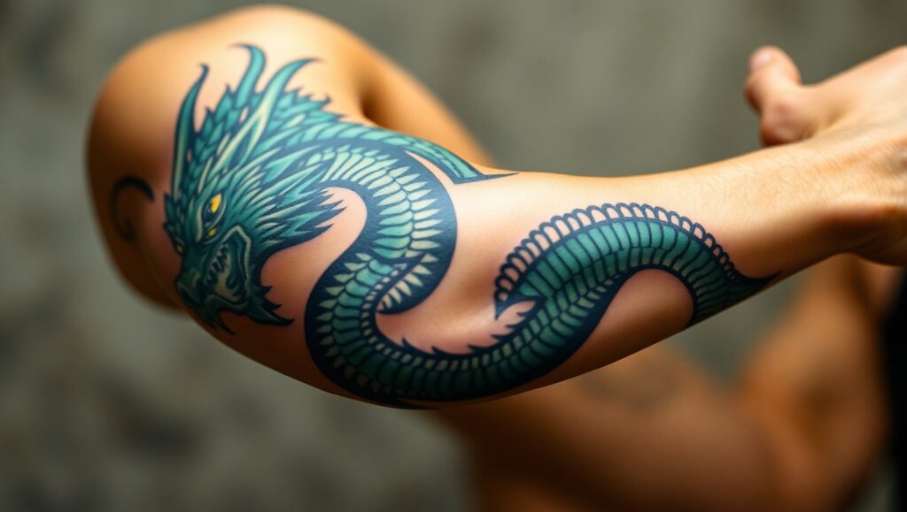 Intricate Tribal Dragon Tattoo Design – free AI stock image