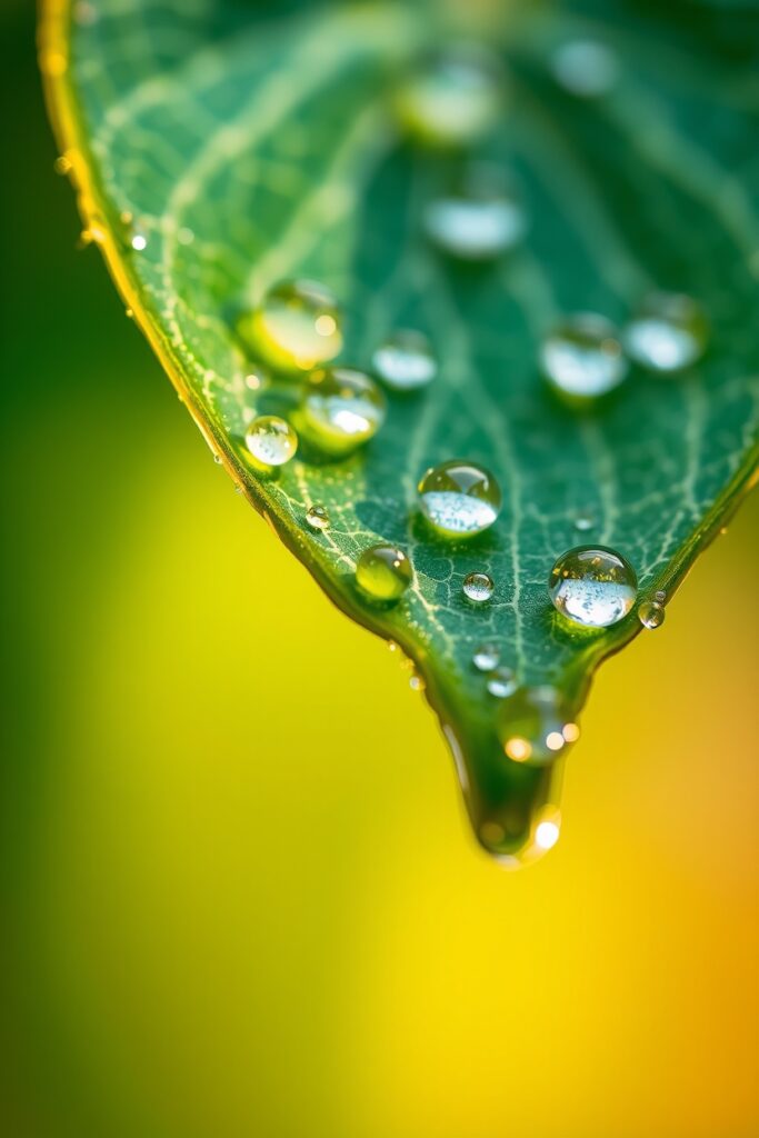 Intricate World of a Dew-Kissed Leaf – free AI stock image
