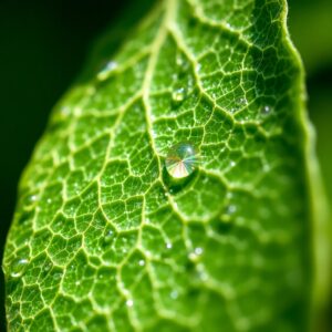 Intricate World of a Dew-Kissed Leaf – free AI stock image