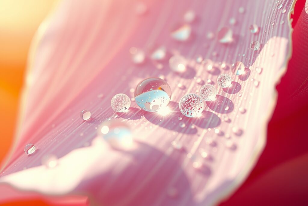 Intricate World of a Dew-kissed Petal – free AI stock image
