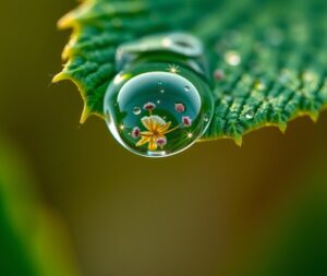 Intricate World of a Dewdrop – free AI stock image