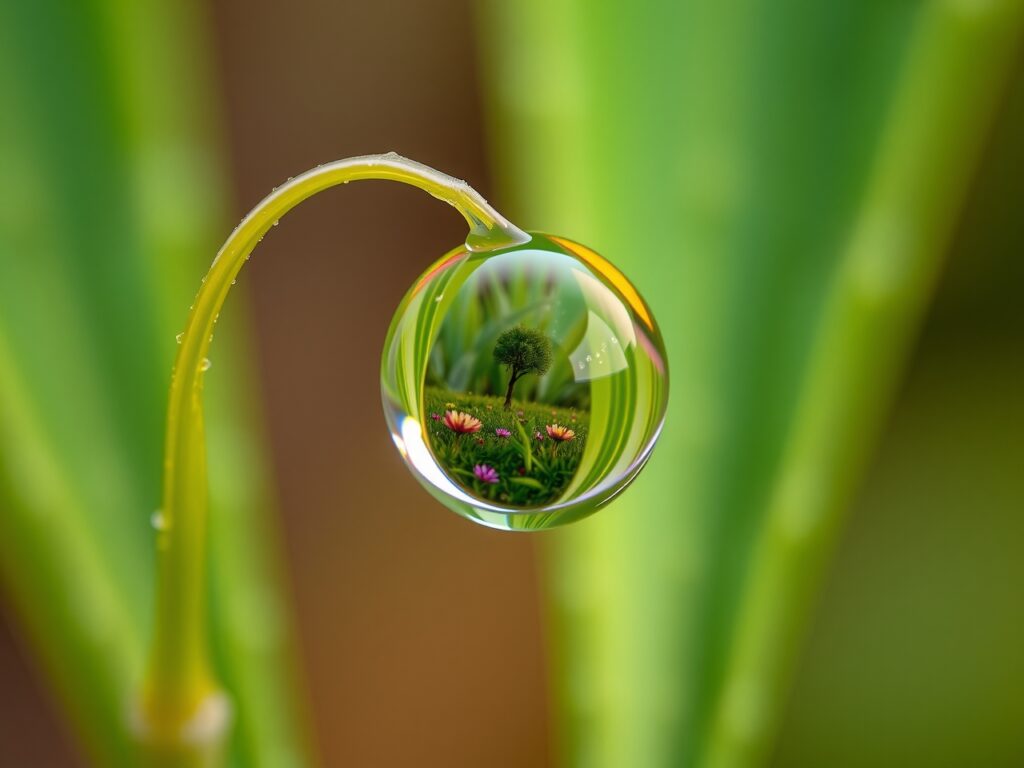 Intricate World of a Water Droplet – free AI stock image