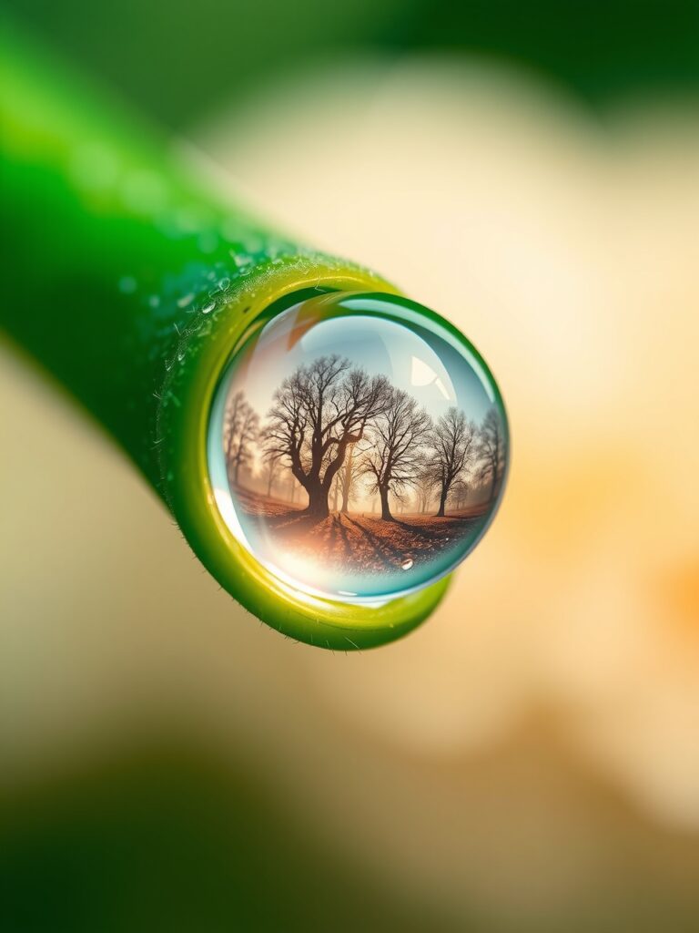 Intricate World of a Water Droplet – free AI stock image