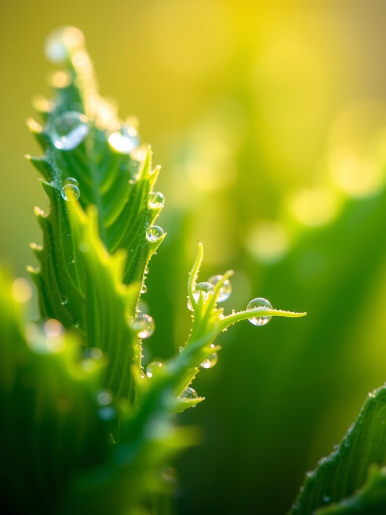 Intricate World of Dew-Kissed Leaves – free AI stock image