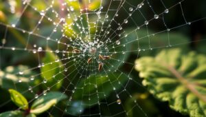 Iridescent Spider Web Close-Up – free AI stock image