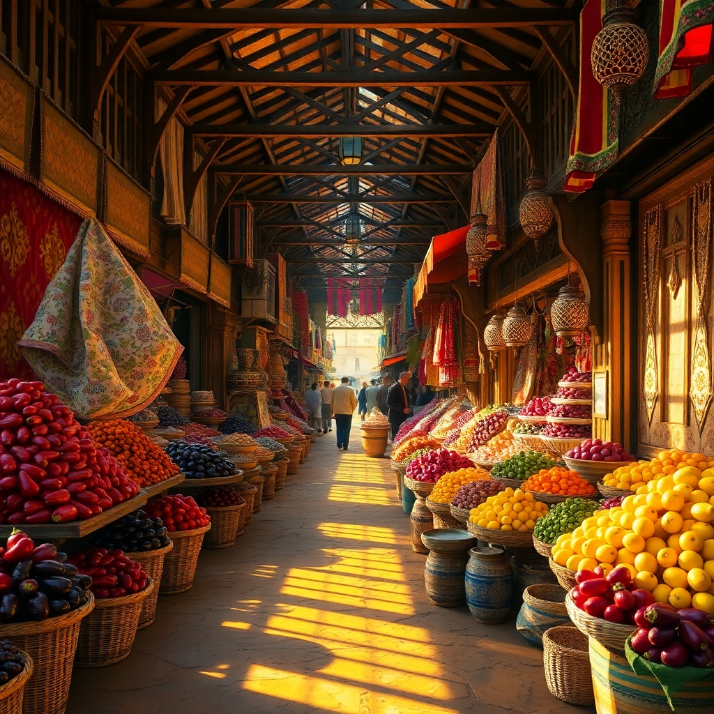 Journey through Colorful Markets Around the World – free AI stock image