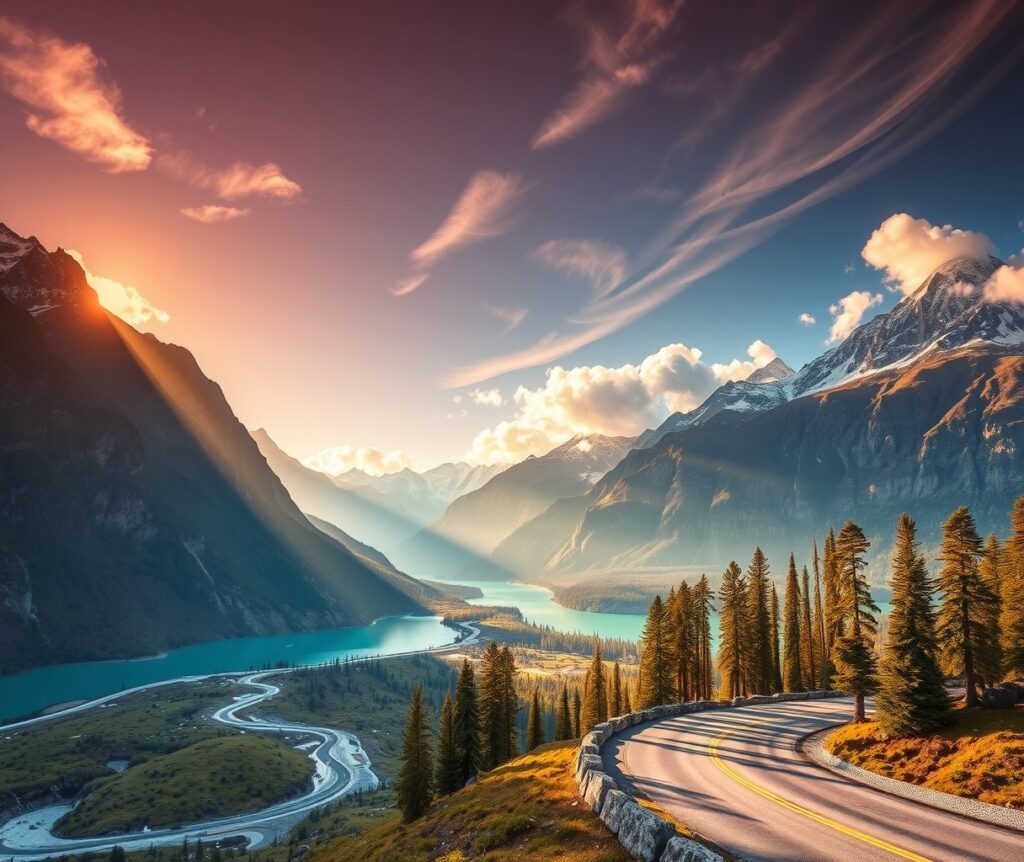 Journey Through Picturesque Mountain Landscapes – free AI stock image