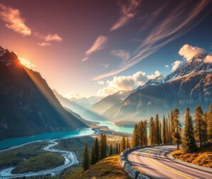 Journey Through Picturesque Mountain Landscapes – free AI stock image