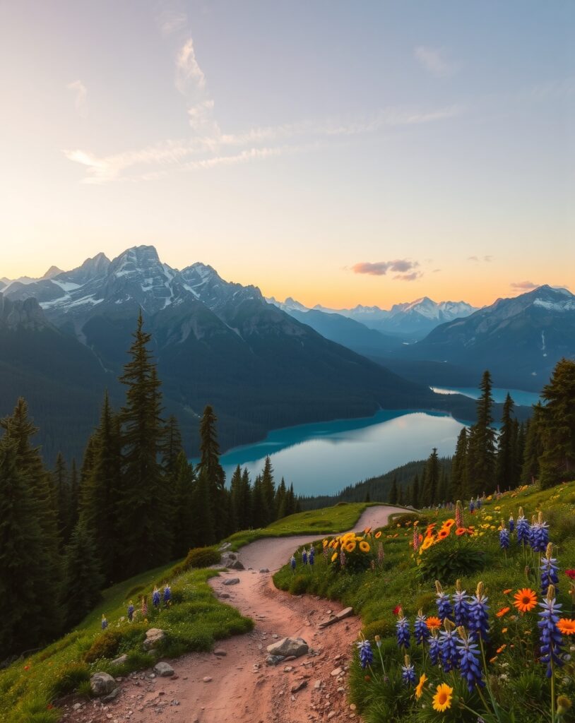 A Journey Through Serene Mountain Landscapes – free AI stock image