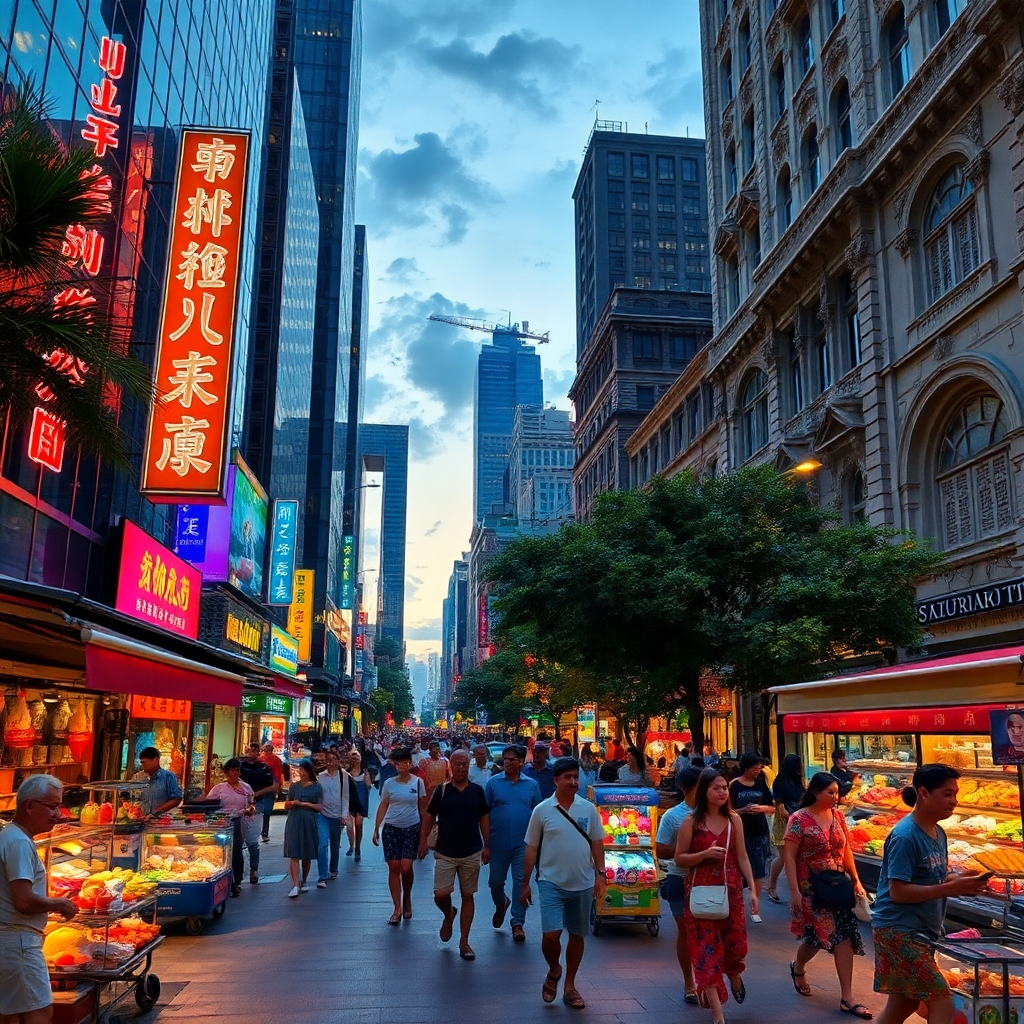 Journey Through Vibrant City Streets – free AI stock image