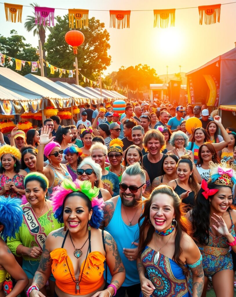 Joyful Crowd Celebrating at Outdoor Festival – free AI stock image