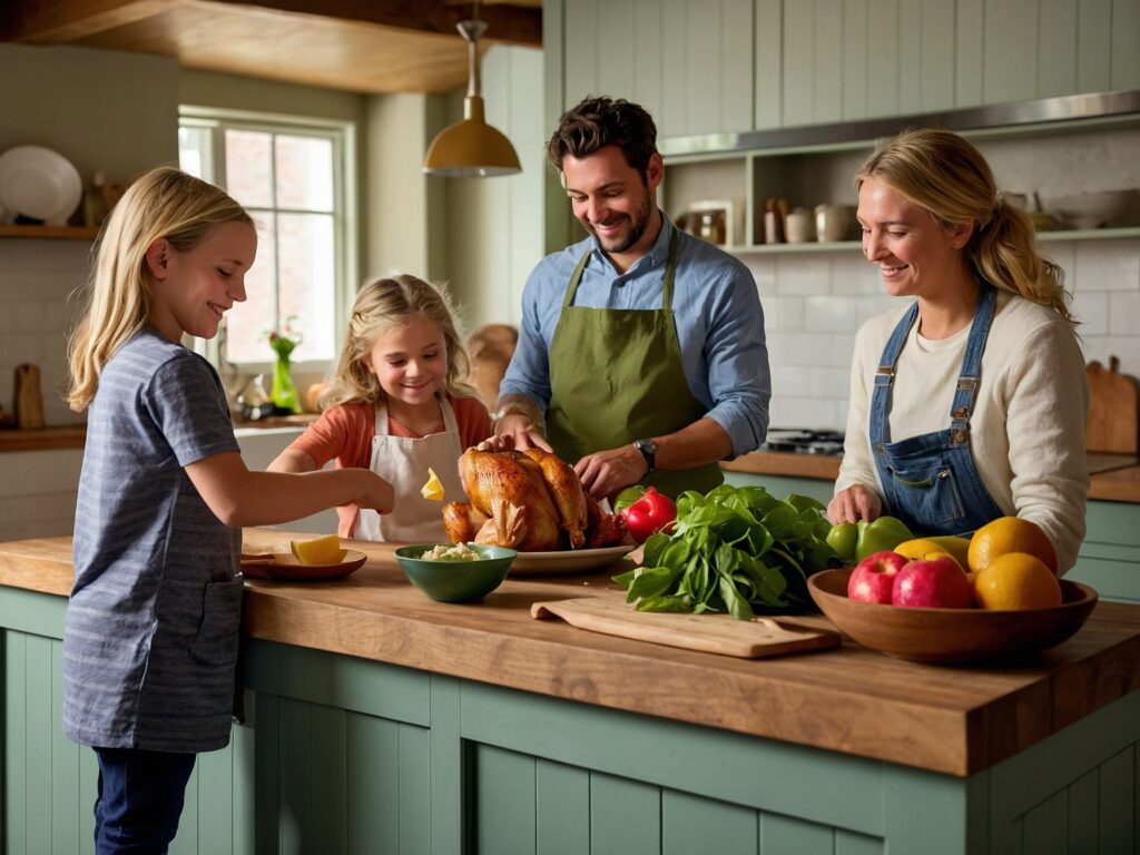 A Joyful Family Cooking Together at Home – free AI stock image