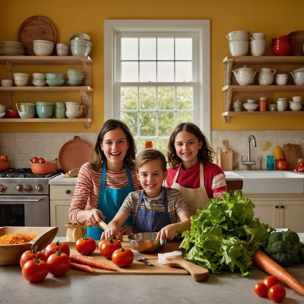 Joyful Family Cooking Together in the Kitchen – free AI stock image
