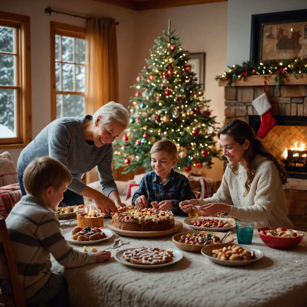 Joyful Family Gathering During the Holidays – free AI stock image