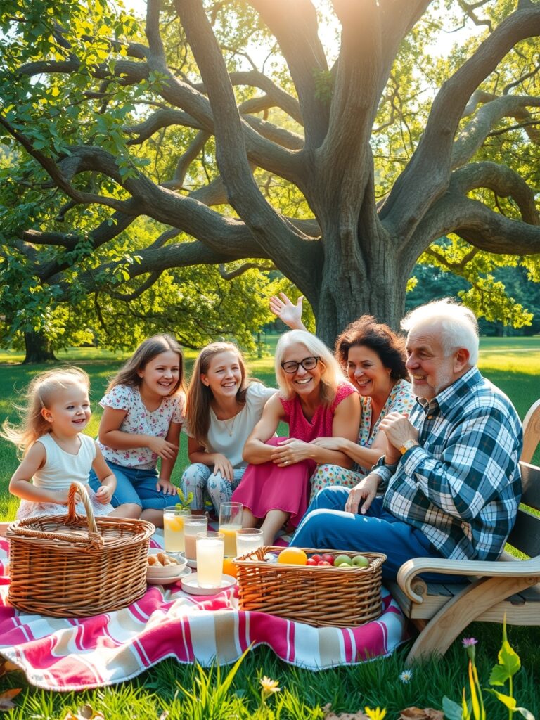 A Joyful Family Gathering in Nature – free AI stock image