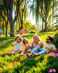 Joyful Family Gathering in Nature – free AI stock image